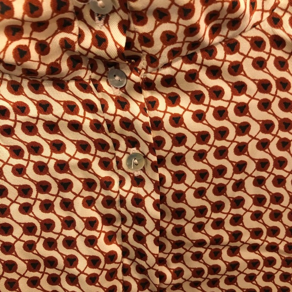NEW Zara Woman Patterned Tie Neck Blouse Small - Picture 4 of 9